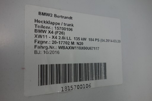 GEPEK ZADNJA BMW X4 F26 KAMERA A76