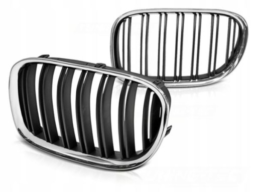 GRILLE CHROME BLACK DOUBLE BAR FITS BMW F01 09-15