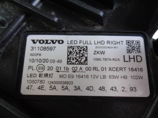 LAMPA FAR DESNI VOLVO XC60 II 17- FULL LED